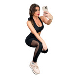 Conjuntos Calça E Top Legging Com Tule Roupas De Academia