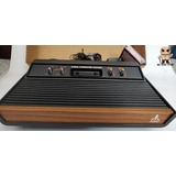 Console Atari 2600 Light Sixer 4kb Ntsc Preto E Marrom madeira C Controle Original E Jogo Funcionando