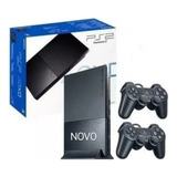 Console De Videogame Sony Playstation 2 Slim 8gb Preto Completo Com 1 Controle Com Fio E 10 Jogos Inclusos 