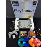 Console Playstation 1 Fat Cinza Destravado Funcionando Faço 817 Ps1 Na Caixa Com Isopor Resident Evil Em Português 