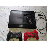 Console Playstation 3 Super Slim Sony 232g De Memórias 2 Controles Fios Usb 10 Jogos Midia Física 27 Mídia Digital Na Memória Interna Do Playstation