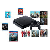 Console Playstation 4 Slim 1tb E Jogo Fisico Sony Cor Preto