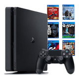 Console Playstation 4 Slim 1tb Standard Sony Cor Preto 1 Controle 1 Jogo Quadro Decorativo