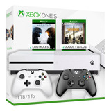 Console Xbox Microsoft Xbox One S Original 1tb Original Cor Branco 2 Controles Jogos