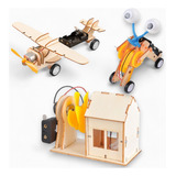 Construa E Aprenda Robô Avião Casa Com Luz Madeira Com Motor