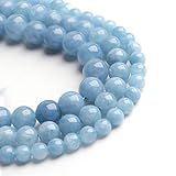 Contas De Pedra Natural Filluck água-marinha 8 Mm Polidas Redondas De Pedra Preciosa Lisa Para Fabricação De Joias 38 Cm -aquamarina- 8 Mm-