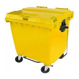 Contêiner Contentor Lixeira Plástico 1000 Litros C Pedal Cor Amarelo