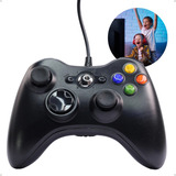 Controle Com Fio Preto Para Xbox 360  Pc  Tv  Ps3  Notebook