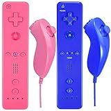 Controle Remoto Wii E Nunchuck  Controles Sem Fio Compatíveis Com Wii Wii U Com Capa De Silicone E Alça De Pulso  Rosa E Azul 
