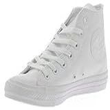 Converse Tênis Masculino Chuck Taylor All Star De Couro Cano Alto Branco Monocromático 11 Women 9 Men
