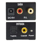Conversor Audio Optico Digital Fibra coaxial P rca Analogico