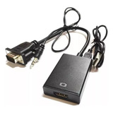 Conversor Cabo Vga Hdmi Saída 1080p Áudio P2 Hd Tv Av Hdtv V