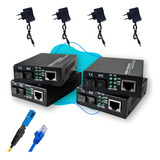 Conversor Mídia Fibra Óptica Gigabit 1000mbps Kit 2 Pares