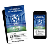 Convite Virtual Champions Futebol Liga League Digital