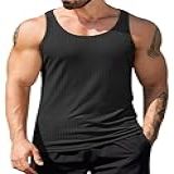 COOFANDY Camiseta Regata Masculina De Malha Canelada Sem Mangas Academia Musculação Musculação Preta 1 Peça M