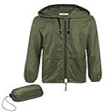 COOFANDY Jaqueta De Chuva Masculina Embalável Leve Impermeável Com Capuz Equipamento De Chuva Ao Ar Livre Viagem Caminhada Ciclismo Verde Militar XXG