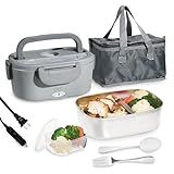 COOK WITH COLOR Lancheira Elétrica Portátil Aquecedor De Alimentos Aquecido 2 Em 1 Para Carro Caminhão Casa Trabalho Refeições Quentes Em Movimento Cinza