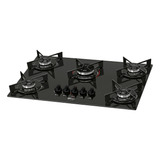Cooktop A Gás 5 Bocas Fit Line Bivolt Mesa Vidro Fischer