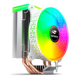 Cooler Para Processador Branco Torre Fan 12cm Rgb 4 Heatpipe