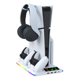 Cooler Suporte Carregador Duplo Para Ps5 Slim E Fat Com Rgb