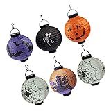 COOLHIYA 6 Unidades Lanterna De Papel Portátil Dobrável Luminosa Led Halloween Lanternas Decorativas De Papel Decoração Suspensa De Halloween Lanterna Japonesa Natal Dobrar Decorar Plástico