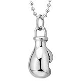 COOLSTEELANDBEYOND Colar Masculino De Aço Inoxidável Com Pingente De Luva De Boxe Com Corrente De Esfera De Aço De 61 Cm Metal Sem Pedra Preciosa