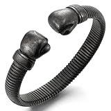 COOLSTEELANDBEYOND Pulseira De Punho De Luva Boxer De Mão Pulseira De Arame De Aço Flexível Elástica Ajustável Para Homens Length 7 09 8 27 Width 0 39 Metal Sem Pedras Preciosas