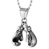 COOLSTEELANDBEYOND Um Par De Pingente De Luva De Boxe Colar Masculino De Aço Inoxidável Com Corrente De Esfera De Aço De 61 Cm Metal Sem Pedra Preciosa