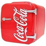 Cooluli Mini Geladeira Retrô Coca Cola Para Quarto Carro Escritório E Dormitório Universitário 4L 6 Lata 12V Cooler Portátil E Aquecedor Para Alimentos Bebidas E Cuidados Com A Pele AC DC E Opção USB Exclusiva Coca Vermelha 