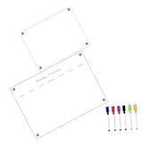 COOPHYA 1 Conjunto Canetas Marcadoras De Ponta Fina Calendário Magnético Para Geladeira Frigorífico Calendário De Placa Acrílica Planner De Geladeira Em Branco Combinação Limpe A Placa A3