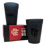 Copo Americano De Vidro Preto Fosco Flamengo 190ml C 2uni