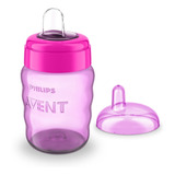 Copo Avent Transição Silicone Azul Rosa 260ml Anti Vazamento