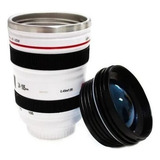 Copo Caneca Térmica Lente De Câmera Canon 24 105mm Branco