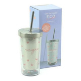 Copo Com Canudo Eco De Metal 450 Ml Com Escova De Limpeza