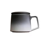 Copo De Cerâmica 350 Ml 340 2 G Com Tampa Copo De Filtro De Separação De Chá Xícara De Chá Com Filtro Congelado Preto E Branco Simplificado