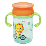 Copo De Treinamento 360 Bubazoo 300ml Com Alça E Tampa Buba Leão Laranja
