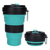 Copo Dobrável Silicone Retrátil Portátil Com Tampa Cor Preto