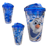 Copo Frozen Olaf Gel Congelante Canudo 400ml Azul
