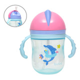 Copo Infantil Com Alça Removível Baleia Rosa 300ml Buba