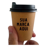 Copo Kraft 180 Ml Com Tampa Preta Personalizado 50 Un 