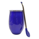 Copo Para Tereré Com Bomba 400 Ml Alumínio Preto Barão Cuia Cor Azul Sem Logo