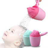 Copo Regador De Banho Rosa Lavar Cabelo Bebê Banho Seguro