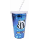 Copo Santos Fc Com Canudo Plástico Oficial 500ml Torcedor
