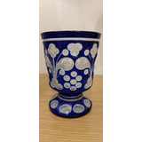 Copo Taça Em Cristal De Overlay Lapidado Antigo