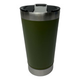 Copo Térmico Aço Inox Cerveja 400ml Tampa Abridor De Garrafa Cor Verde escuro Liso