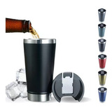 Copo Térmico Cerveja Café Com Tampa E Abridor Inox Preto Sortido
