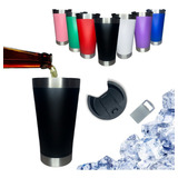 Copo Termico Cerveja Café Inox Com Tampa Abridor De Garrafa Cor Preto Liso