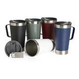 Copo Térmico Cerveja Inox Tampa Abridor Garrafa Tipo Premium Azul Marinho