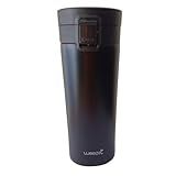 Copo Térmico Com Tampa Antivazamento 430ml Aço Inox Parede Dupla 4 Cores Disponíveis Preto 