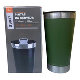 Copo Térmico Com Tampa E Abridor 473ml Aço Inox Quente Frio Cor Verde Famosinho Da Net